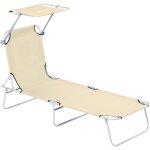 Transat bain de soleil pliable grand confort dossier et pare - soleil r�glable multi - positions beige ...