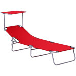 Outsunny - chaise longue - mtal - 187x58x36cm - rouge