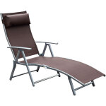 Outsunny transat chaise longue bain de soleil pliable dossier inclinable multi - positions t�ti�re fournie ...