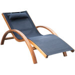 Transat chaise longue design style tropical bois massif naturel coloris beige noir