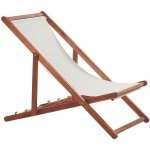 Beliani - transat chilienne en bois d'acacia et tissu polyester bois fonc� et beige anzio