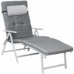 Transat inclinable, pliable, bain de soleil, chaise longue, chaise de jardin pliable avec matelas d?une ...
