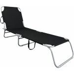 Transat de jardin pliable � trois pieds avec sangles de transport - noir - chaise longue de relaxation ...