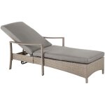 Beliani - transat de jardin en rotin marron avec coussin gris 6 positions uv rsistant vasto