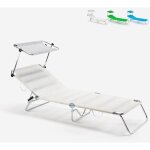 Transat de plage bain de soleil pliable en aluminium cancun - blanc