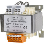 Rs pro - transformateur d'isolement, vin 230v ac ( + / - 15v) - 400v ac ( + / - 15v), vout 115v, 100va ...