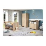 Chambre bb trio niko - lit 70x140 cm + commode a langer 2 portes + armoire 2 portes - dcor chene naturel ...