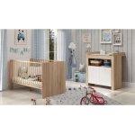 Trendteam - chambre b�b� duo pia - lit 70x140 cm + commode a langer 2 portes - d�cor chene sonoma et ...