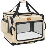 Tresko cage pliable beige pour chien (xl 83 x 58 x 58 cm) avec tapis  lcher, spatule et rflecteurs ...
