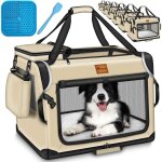 Tresko cage pliable beige pour chien (xxl 92 x 63 x 63 cm) avec tapis  lcher, spatule et rflecteurs ...