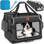 Tresko cage pliable pour chien, anthracite (xl 83 x 58 x 58 cm), avec tapis  lcher, spatule et rflecteurs ...