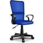 Tresko chaise de bureau bleue pivotante, avec accoudoirs et roulettes en plastique � roulement doux, ...