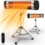 Tresko chauffage extrieur infrarouge 2500w + tlcommande radiateur rayonnant lectrique de terrase ...