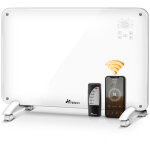 Tresko convecteur en verre 2000 w, application wi - fi, blanc radiateur lectrique avec tlcommande ...