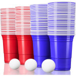 Tresko gobelets de f�te rouges et bleus 100 pi�ces + 12 balles gobelets en plastique gobelets de bi�re ...