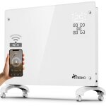 Tresko radiateur lectrique blanc 1500 w avec wi - fi et application, convecteur mural en verre, radiateur ...