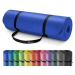 Tresko tapis d'exercice fitness yoga pilates gym, en mousse nbr (185 x 60 x1, 5 cm) bleu marine