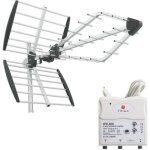 Triax pack viper antenne tnt rateau tv pr�mont�e + amplificateur d'int�rieur 2 sorties