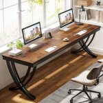 Tribesigns bureau informatique, table d?�tude pour ordinateur portable, double bureau long pour chambre ...