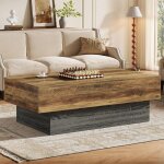 Tribesigns table basse salon rectangulaire, table basse bois de style maison de campagne, 140 cm, grande ...