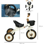 Tricycle enfant 2 - 5 ans avec si�ge r�glable, panier et sonnette, v�lo trois roues blanc pour filles ...