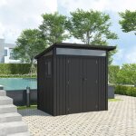 Trigano - abri de jardin m�tal anthracite alu 3m� + kit d'ancrage