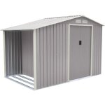 Trigano - abri de jardin mtal gris avec bcher 4, 85 m + kit d'ancrage