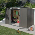 Abri de jardin m�tal taupe 4, 29 m� + kit d'ancrage