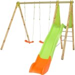 Portique bois et mtal - 2, 30m - 2 balanoires et 1 toboggan 2, 63m - arroba trigano