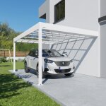 Trigano - carport adoss� 320x509 cm en aluminium et m�tal blanc - libeccio