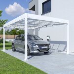 Trigano - carport simple 326x509 cm en aluminium et m�tal blanc - libeccio