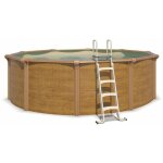 Piscine hors sol acier ronde  4, 55 x 1, 32 m aspect bois osmose
