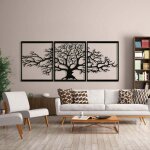 Trimec ? d�coration murale arbre de vie en m�tal noir ? sculpture 3d en acier 1, 5mm ? dimensions 120, ...