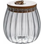 Trimec - pot en verre transparent de 750 ml avec couvercle hermtique en bois d'acacia pour caf, th, ...