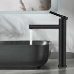 Trimec - robinet salle de bain noir mitigeur lavabo haut bec pivotant 360° mitigeur pour vasque robinetterie ... Trimec - robinet salle de bain noir mitigeur lavabo haut bec pivotant 360° mitigeur pour vasque robinetterie ...
