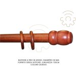 Capaldo - tringle a rideau en bois de cerisier 35 mm longueur 150 cm sans supports