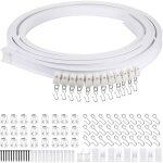 Tringle � rideau incurv�e 3m avec rouleaux silencieux, tringle � rideau flexible, support de plafond ...