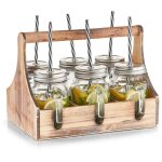 Trinkglser - set, 7 - tlg. , glas / metall / holzm. kiste, 29x22, 5x22, 1