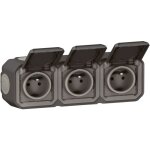 Triple prise de courant horizontale avec volet plexo complet saillie - anthracite - legrand