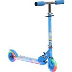 Trottinette pour enfants de 3 � 7 ans pliable roues lumineuses en pu musique 67 x 32 x 78 cm bleu - bleu ...