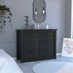Tuhome concept - commode double becca 6 tiroirs, avec poign�es m�talliques 120 cm l x 40. 7 cm p x 91. ...