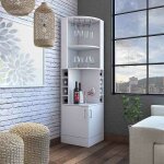 Tuhome concept - meuble bar d'angle syrah, 180. 5 cm al x 46. 73 cm an x 46. 73 cm p , blanc