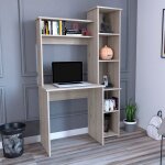 Tuhome concept - table � �crire versailles avec biblioth�que 162, 5 cm l x 98, 5 cm l x 45, 3 cm p fr�ne ...