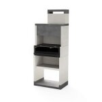 Barbecue fixe pour bois et charbon modle venit flex plus hotte [f] (gris / blanc - 78 x 47 x 197 cm) ...