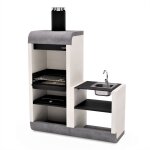 Movelar - tuozi - barbecue fixe pour bois et charbon modle sud plus support vier et robinet (blanc, ...