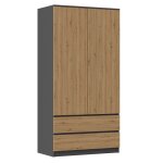 Hucoco - turin - armoire de chambre style moderne - penderie multifonctions - 2 portes + 2 tiroirs - ...