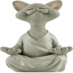 Gris bouddha chat figurine mditation yoga  collectionner - collection de chat heureux - cadeaux d'amant ...