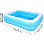 Tuserxln - piscine gonflable familiale bleue rectangulaire 110 x 88 x 33 cm, sans pompe  air
