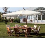 Parasol de'centralise' aster 3x3 m avec manivelle avec structure en bois et tissu polyester e'cru pour ...