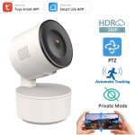 Tuya smart wifi 3mp ip camera securite suivi automatique detection de mouvement interphone vocal interieur ...